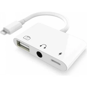 3in1 Apple Lightning Iphone, Ipad Için Şarj, 3.5mm Kulaklık ve USB Girişli Çoğaltıcı Adaptör