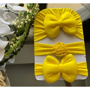 Cherub Accessories Kız Bebek Fiyonklu Bone Bandana 3lü Set