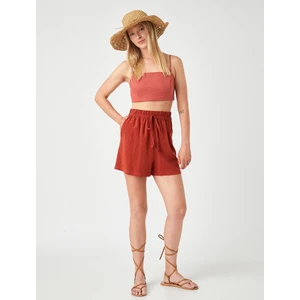 Beli Bağlamalı Şort Keten Karışımlı