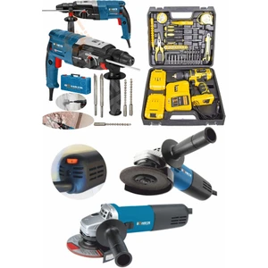 Ultra 3 Lü Set 2100 W Taşlama ve 2450 W Kırıcı Delici ve 58 V Full Setli Şarjlı Matkap