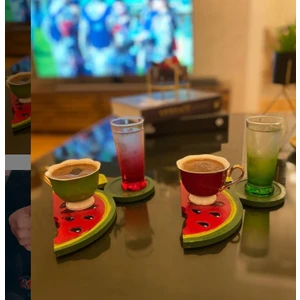 Sister Home Design Karpuz Dilimi Şeklinde Bardak Altlığı