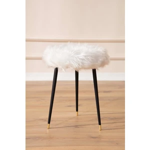 Elissa Home Elissa Puf Uzun Tüylü Peluş Metal Ayak Makyaj Pufu Ayak Uzatma