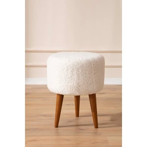 Elissa Home Peluş Puf Ahşap Ayak