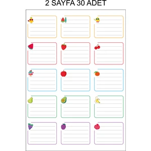 Hafsa Ticaret 30 Adet 2 Sayfa Okul Etiketi - Kalem Etiketi Meyveler