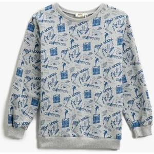 Baskılı Sweatshirt Bisiklet Yaka