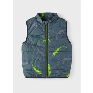 Name It Desenli Koyu Füme Bebek Yelek Nmmmylane Aop Vest5