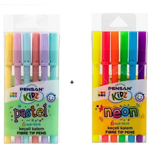 Keçeli Boya Kalemi Neon 6'lı + Pastel 6'lı