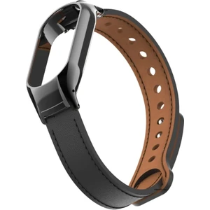 M.TK Moveteck Xiaomi Mi Band 7 Kordon Leather Dikişli Hakiki Deri Kayış Tokalı Klasik Ayarlanabilir