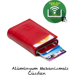 Bags Adelina  Kırmızı Alüminyum Mekanizmalı Kızaklı Kartlık Cüzdan Aksesuar