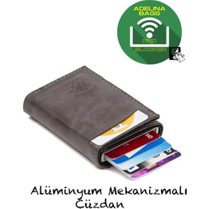Bags Adelina  Gri Alüminyum Mekanizmalı Kızaklı Kartlık Cüzdan Aksesuar