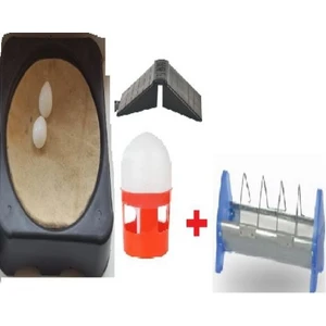 Güvercin Yetiştirme Seti (Yuvarlak Folluk ,keçe, 15 cm Güvercin Yemlik, 1 Lt Suluk,tünek ve Yumurta)