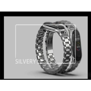 M.TK Moveteck Xiaomi Mi Band 7 Uyumlu Kordon Kayış Klasik Metal Baklalı Ayarlanır Siyah Kordon