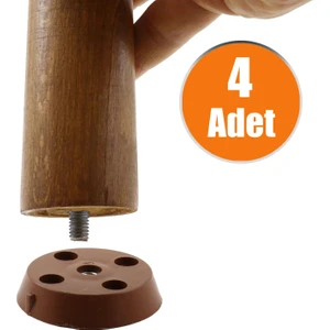 Mobilya Masa Sehpa Ayağı Bağlantı Aparatı Düz Ayak Tabanı Kahverengi (4 Adet)