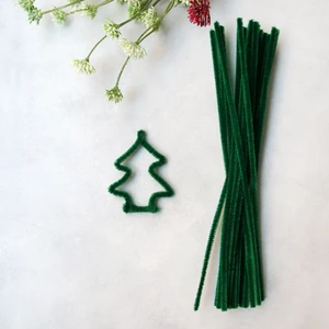 Yeşil tüylü tel şönil, 30 cm  20 adet