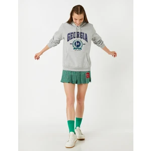 Kapüşonlu Sweatshirt Cepli Baskılı