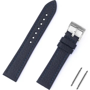 22mm Lacivert Spor Hakiki Deri Saat Kordonu Kayış