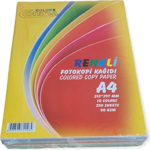 A4 Renkli Fotokopi Kağıdı 90 gr 250'li Paket