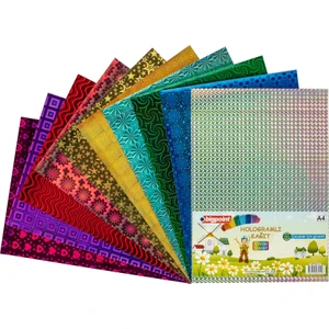 A4 Renkli Desenli Hologramlı Kağıt 80 gr 10'lu Paket