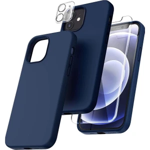 Iphone 12 Lansman Silikon Kılıf Içi Kadife Telefon Uyumlu Çentikli Ekran Koruyucu Kamera Koruyucu 3lü Set
