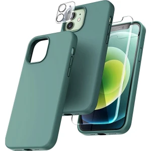 Iphone 12 Lansman Silikon Kılıf Içi Kadife Telefon Uyumlu Çentikli Ekran Koruyucu Kamera Koruyucu 3lü Set