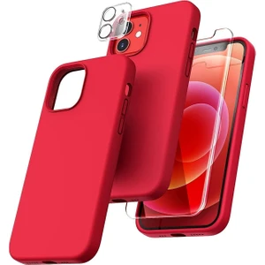 Iphone 12 Lansman Silikon Kılıf Içi Kadife Telefon Uyumlu Çentikli Ekran Koruyucu Kamera Koruyucu 3lü Set