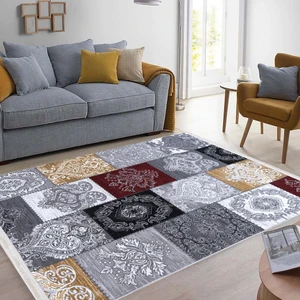 - Nonki Home Yeni Nesil Pamuk Taban Yıkanabilir Oturma Odası Halısı