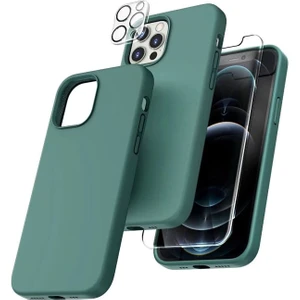 Iphone 12 Promax Lansman Silikon Kılıf Içi Kadife Telefon Uyumlu Çentikli Ekran Koruyucu Kamera Koruyucu 3lü Set