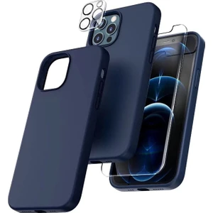 Iphone 12 Promax Lansman Silikon Kılıf Içi Kadife Telefon Uyumlu Çentikli Ekran Koruyucu Kamera Koruyucu 3lü Set