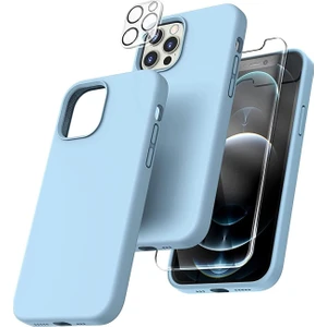 Iphone 12 Promax Lansman Silikon Kılıf Içi Kadife Telefon Uyumlu Çentikli Ekran Koruyucu Kamera Koruyucu 3lü Set