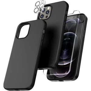 Iphone 12 Promax Lansman Silikon Kılıf Içi Kadife Telefon Uyumlu Çentikli Ekran Koruyucu Kamera Koruyucu 3lü Set