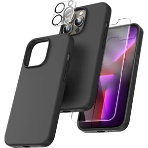 Iphone 13 Promax Lansman Silikon Kılıf Içi Kadife Telefon Uyumlu Çentikli Ekran Koruyucu Kamera Koruyucu 3lü Set