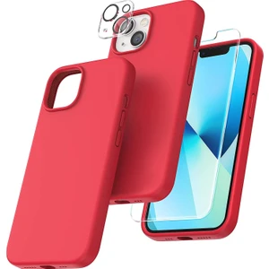 Iphone 13 Lansman Silikon Kılıf Içi Kadife Telefon Uyumlu Çentikli Ekran Koruyucu Kamera Koruyucu 3lü Set