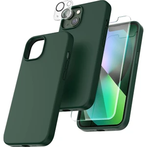 Iphone 13 Lansman Silikon Kılıf Içi Kadife Telefon Uyumlu Çentikli Ekran Koruyucu Kamera Koruyucu 3lü Set