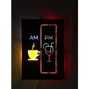 Gündüz-Gece Temalı LED Işıklı Ahşap Tablo 50X33CM
