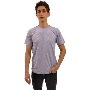 Erkek Gri T-Shirt Bisiklet Yaka Basic