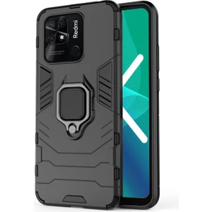 Xiaomi Poco C40  Batman Serisi Yüzük Standlı Armor Kılıf - Siyah