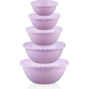 5 Li Tırtıllı Yuvarlak Badya Set