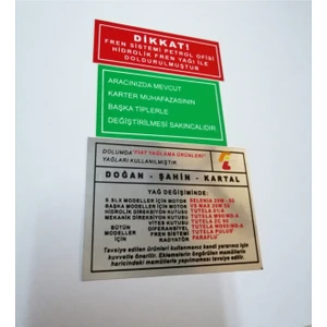 Tofaş Motor Etiket Takımı 3’lü Set