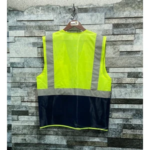 Mühendis Tipi Reflektörlü Çift Renk Ikaz Yeleği (Sarı-Lacivert)