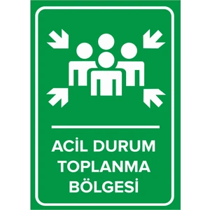 New Jargon Acil Durum Toplanma Bölgesi Levhası - Sac Malzeme 50X70 cm