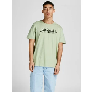 Jack & Jones O Yaka Regular Fit Baskılı Açık Yeşil Erkek T-Shirt - 12205957_Jorjungle Script Tee