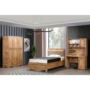 Papatya Bazalı Genç Odası Takımı - 90x190 cm Bazalı Karyola, Dolap, Çalışma Masası