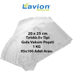 20X25 cm Ev Tipi Tırtıklı Gıda Vakum Poşeti -1kg