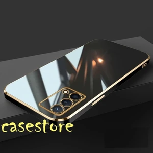 M.TK Moveteck Oppo A74 Kılıf Kamera Korumalı Parlak Gold Detay Kenarlı Yumuşak Renkli Silikon Kapak
