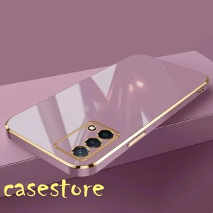 M.TK Moveteck Oppo A74 Kılıf Kamera Korumalı Parlak Gold Detay Kenarlı Yumuşak Renkli Silikon Kapak