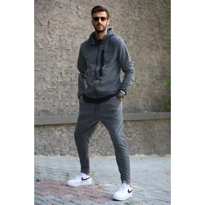Antrasit Baskılı Regular Fit Erkek Eşofman Takımı