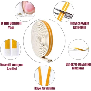Kapı Pencere Bandı Fitili Yapışkanlı Soğuk Izolasyon 1x2=2 Metre Beyaz