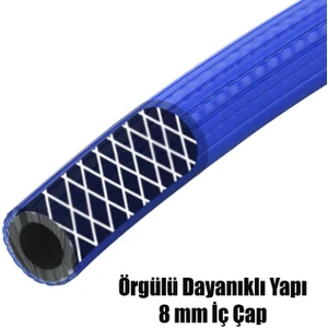 Çelik Kompresör Hava Hortumu 8 mm Termo Hortum Mavi-30 Metre