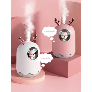 Karikatür Hava Nemlendirici USB Mini Su Difüzör LED Lamba Buhar Makinesi Tavşan Evi