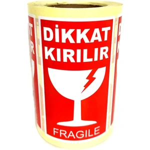 Bant Evi Dikkat Kırılır Fragile Etiket 10CM x 5cm 1 Rulo 250 Adet Uyarı Kırılabilir Nakliye Etiketi